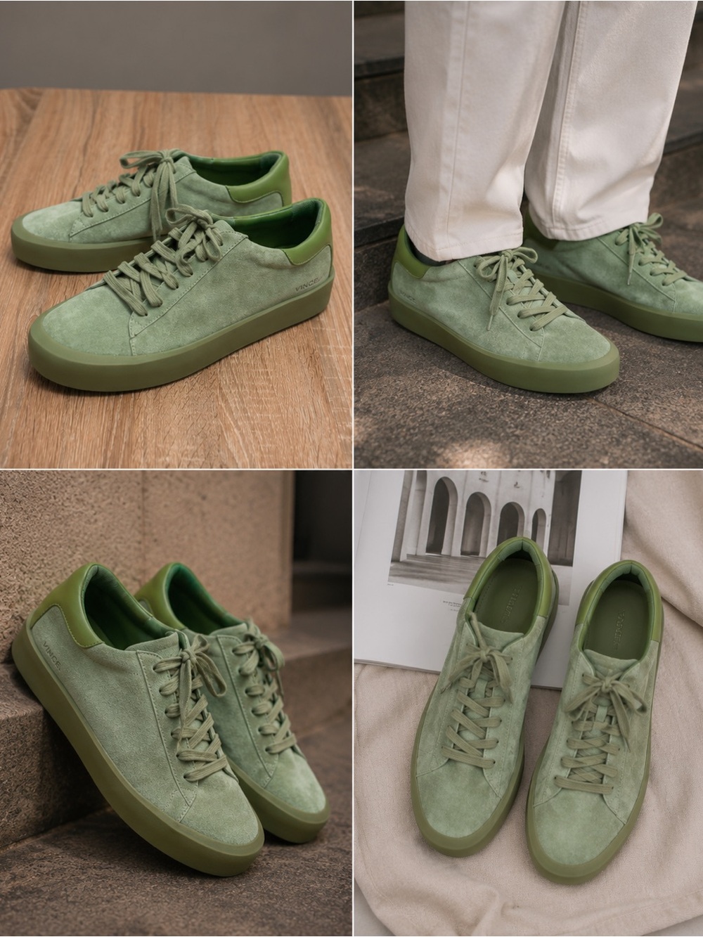 Vince Suede Sage Green Sneakers